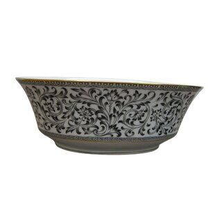 Sango China Spanish Lace Oval Serving Bowl Japan Black Gold‎